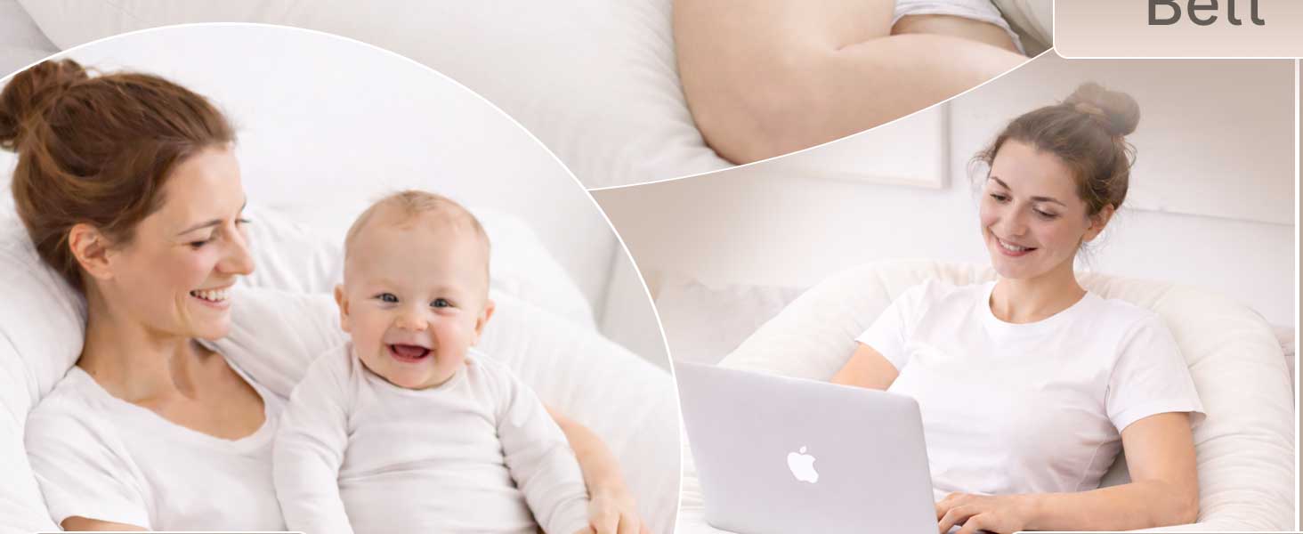 Подушка для вагітних ELONEO NEU для сну на боці, подушка для годування, XXL розмір, біла, знімний чохол, подушка для читання, пральна