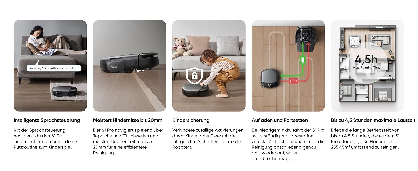 Робот-пилосос eufy L60 з базою самостійного очищення, потужність 5000Pa, захист від намотування волосся, 60 днів без випорожнення, iPath лазерна навігація (відновлений) (S1 Pro)