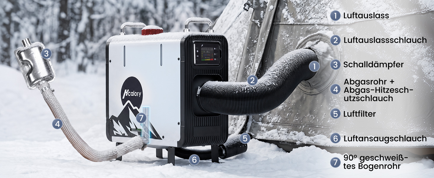 Автономний дизельний обігрівач повітря HCALORY HBS-3S 8кВт, 12V/24V DC та 220-240V AC з керуванням через додаток APP та адаптером