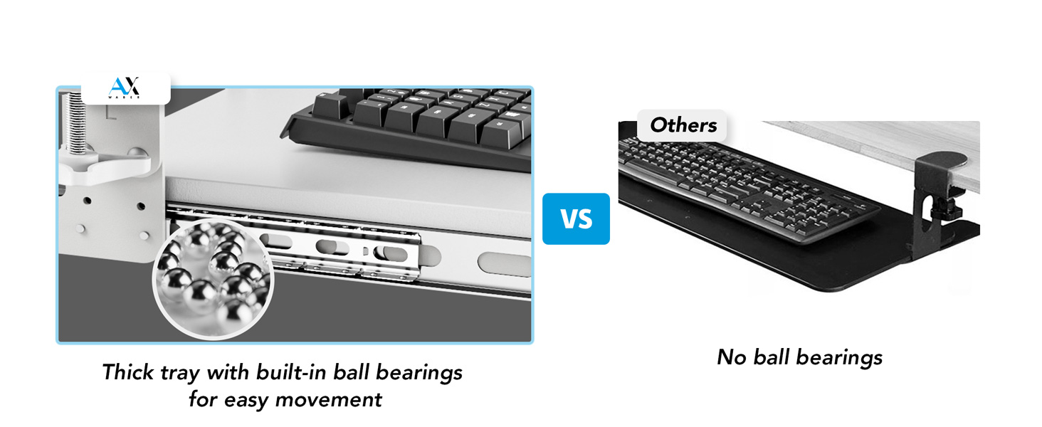 Висувна підставка для клавіатури під стіл з К-подібною фіксацією, великого формату, стійка, висувна платформа 838 мм x 280 мм, білий колір