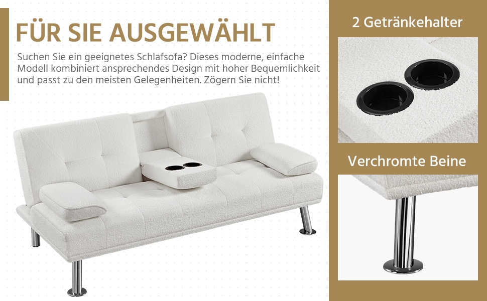 Диван-ліжко Yaheetech на 3 особи з функцією сну, диван-кровать, софа-ліжко, білий, до 350 кг