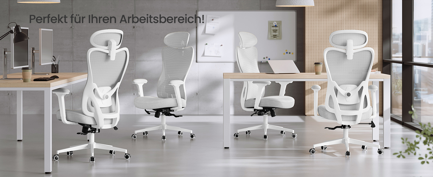 Офісний стіл SONGMICS, ергономічне крісло, комп'ютерне крісло, регульована поперекова та підголовна підтримка, до 150 кг, регульована висота, Taubengrau (сірий голуб) OBN066GD01