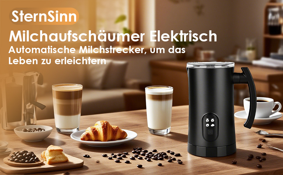 Електричний пінощікач для молока 400W, 350мл, нержавіюча сталь, 4 режими, для капучино, лате, макіато, гарячого шоколаду, для дому, офісу, як подарунок