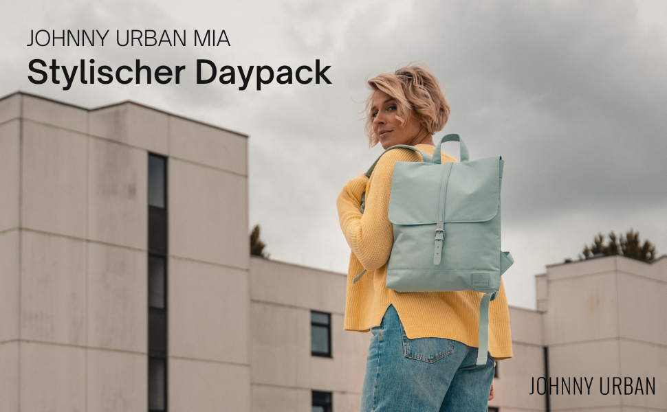 Рюкзак Johnny Urban Earpack Women - Mia - Тонка сумка з відділенням для ноутбука - виготовлена з переробленого ПЕТ - 7 л - Водовідштовхувальний - Чорний / Чорний