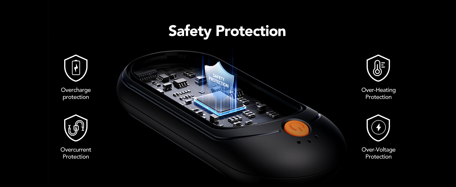 Електричні грілки для рук J-BRAUV 2 шт. 4000mAh з зарядним пристроєм 10000mAh, 3 режими нагріву, USB, до 24 годин, портативні (Золотий)