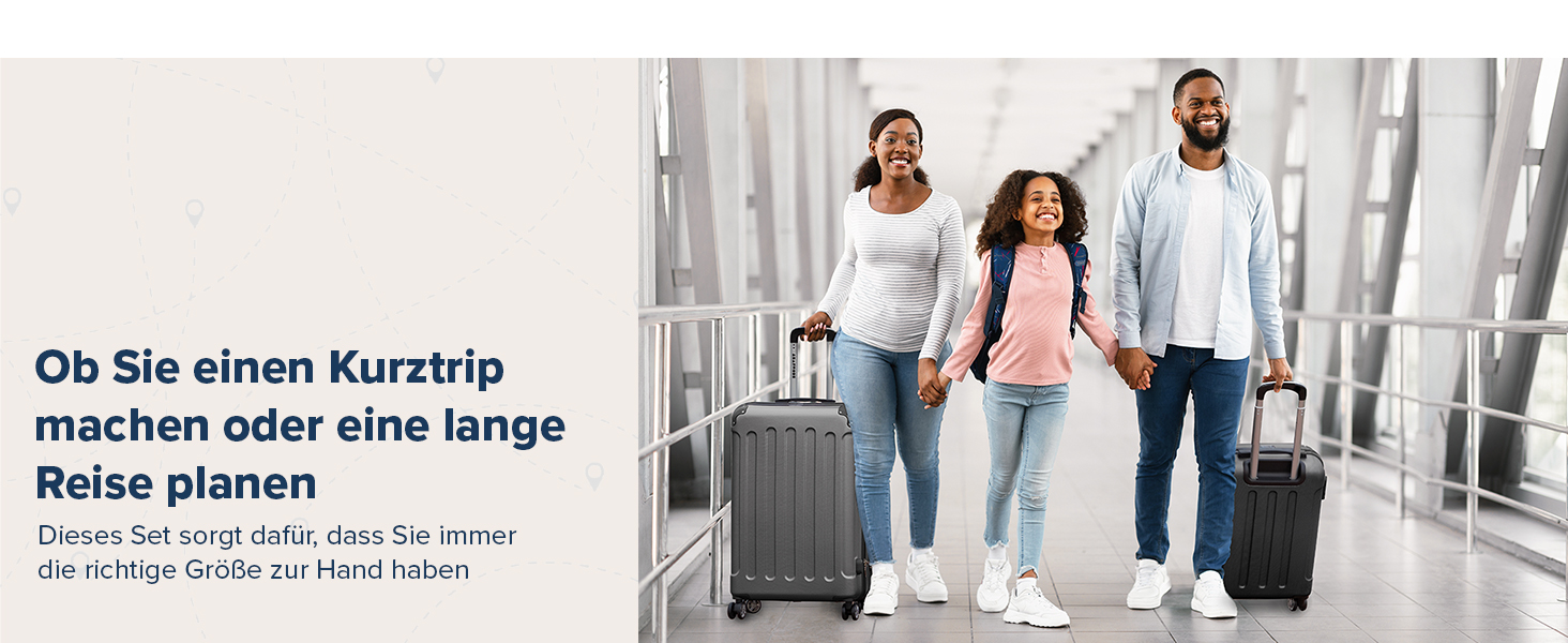 Набір валіз TRVLMORE: 2 валізи (сірий) - міцний корпус, набір для подорожей