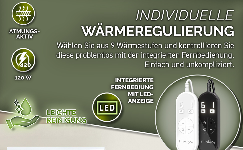 Електрична ковдра з таймером 200 x 180 см | 9 температурних режимів | Ковдра для ліжка та дивана | Електрична ковдра з цифровим дисплеєм (180x130 см, світло-сіра)