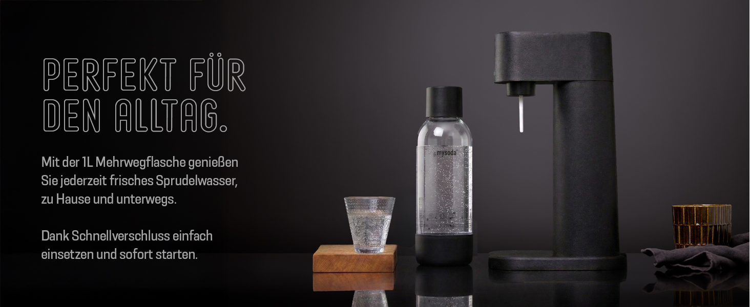 Сифон для газування води Mysoda Woody Wassersprudler (Pigeon), чорний, з CO2-циліндром