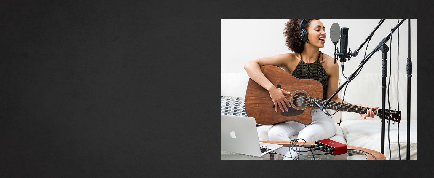 Аудіоінтерфейс Focusrite Scarlett 2i2 3-го покоління з USB: комплект для гітаристів, вокалістів та продюсерів. Студійна якість звуку + ПО