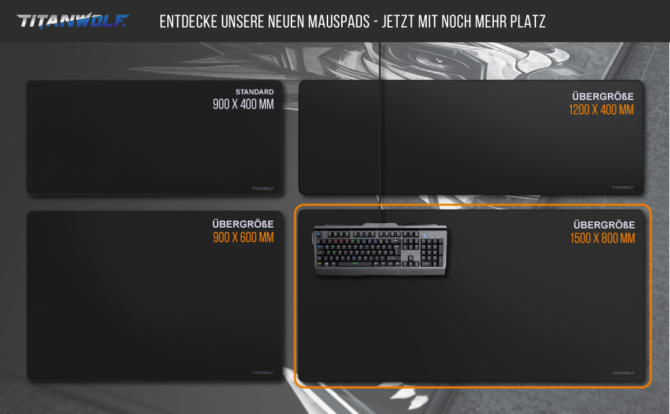 Килимок для миші Titanwolf XXXL 1500x800 мм - великий формат, гнучкий, з гумовою основою, чорний, для геймінгу, преміум якість