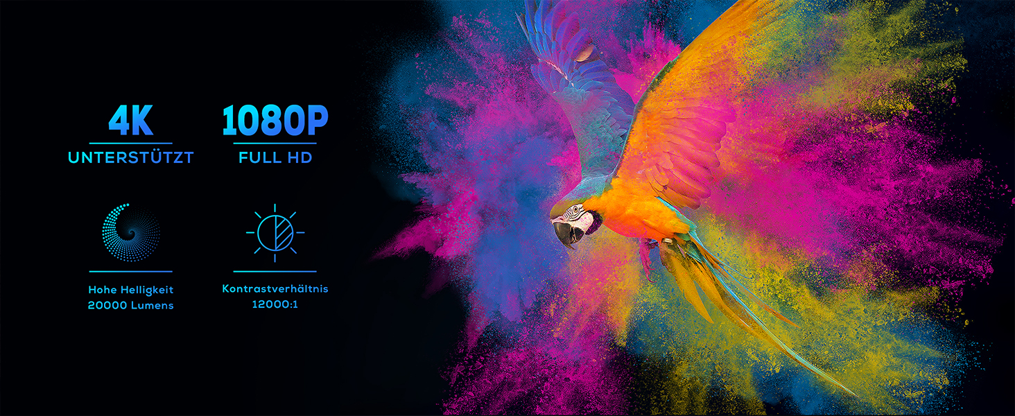 Проектор AKIYO O8 WiFi Full HD 1080P: портативний відеопроектор для дому та на вулицю, сумісний з iOS/Android/PC/USB