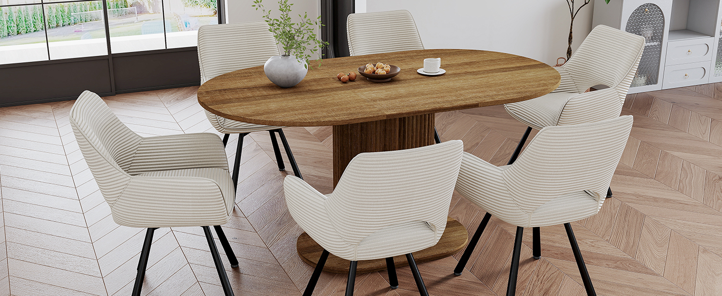 Обідній стіл WAFTING овальної форми, сучасний дизайн, для 4-6 осіб, 160x90x75 см, шпон дуба