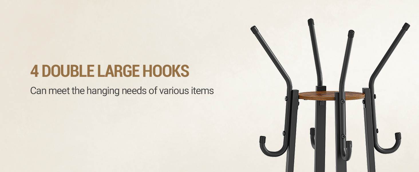 Вішалка для одягу Hzuaneri з великим кошиком для зберігання, 3 полиці, 16 гачків, 182,5 см, коричнево-чорна CR27301B