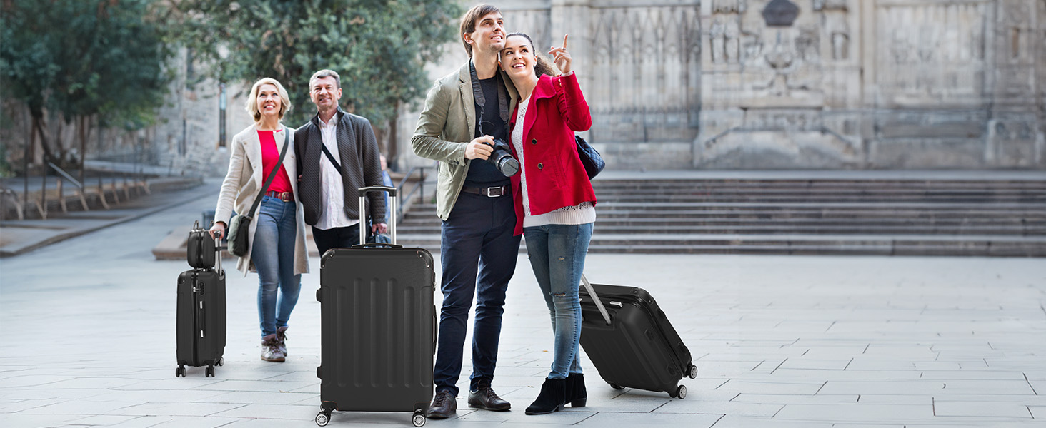 Набір валіз LEADZM 3 шт. з захистом кутів, ABS, телескопічний ручка, ручна поклажа (Бургунді)