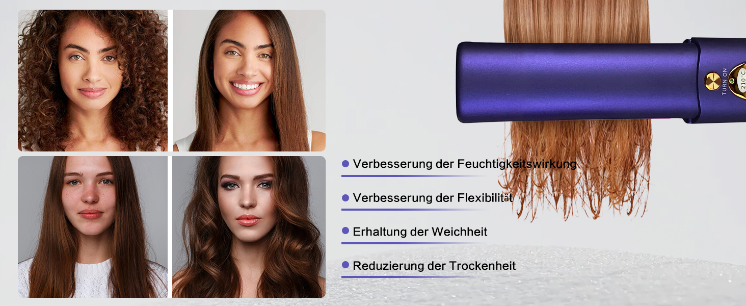 Бездротовий випрямляч для волосся Titan 2-в-1 з акумулятором 5000mAh (щипці-випрямляч, локони) блакитного кольору для всіх типів волосся