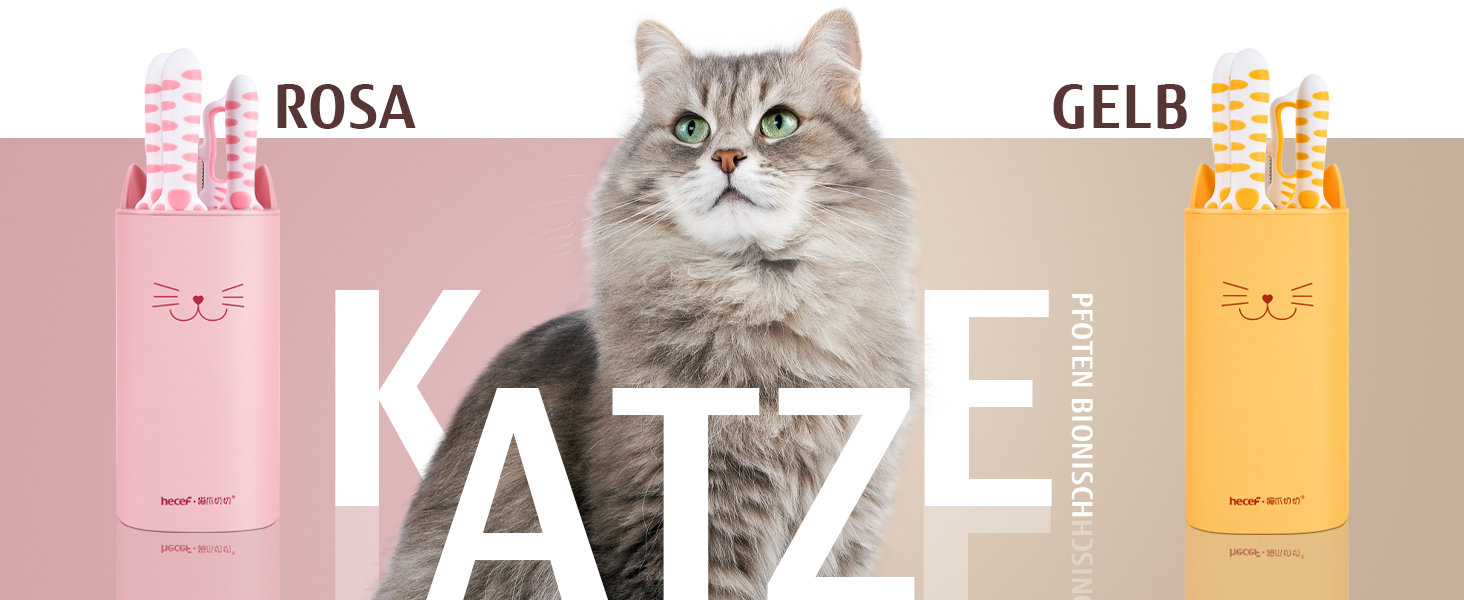 Набір кухонних ножів Hecef: 5 штук у блоці, рожевий, з ручками у формі котів