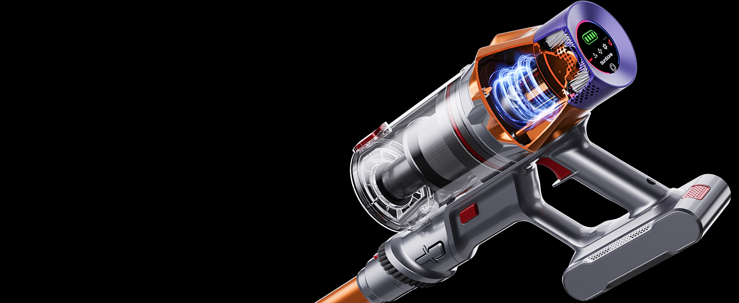 Акумуляторний пилосос SunSare 600W 50000Pa 65хв з дисплеєм та зарядкою, тихий для підлоги, килимів, шерсті тварин