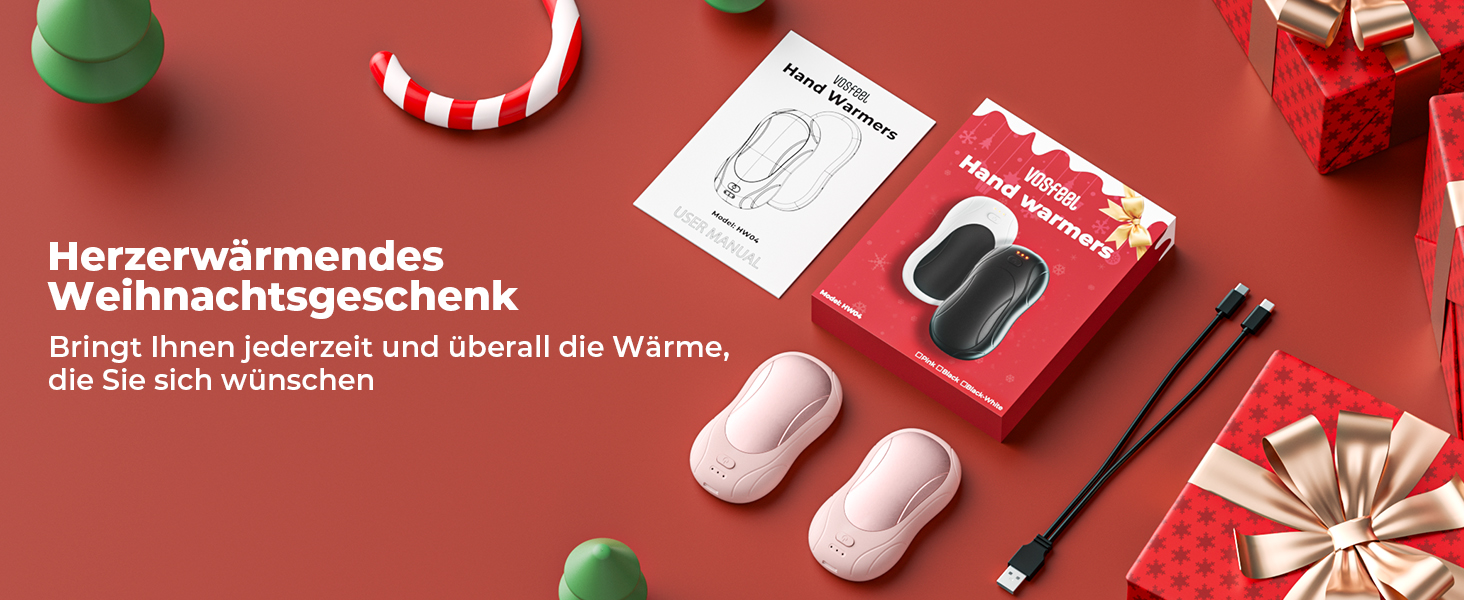 Електричні грілки для рук 2 шт. з магнітом, портативні 6000mAh, 3 режими нагріву, USB, для кемпінгу, офісу (рожеві)