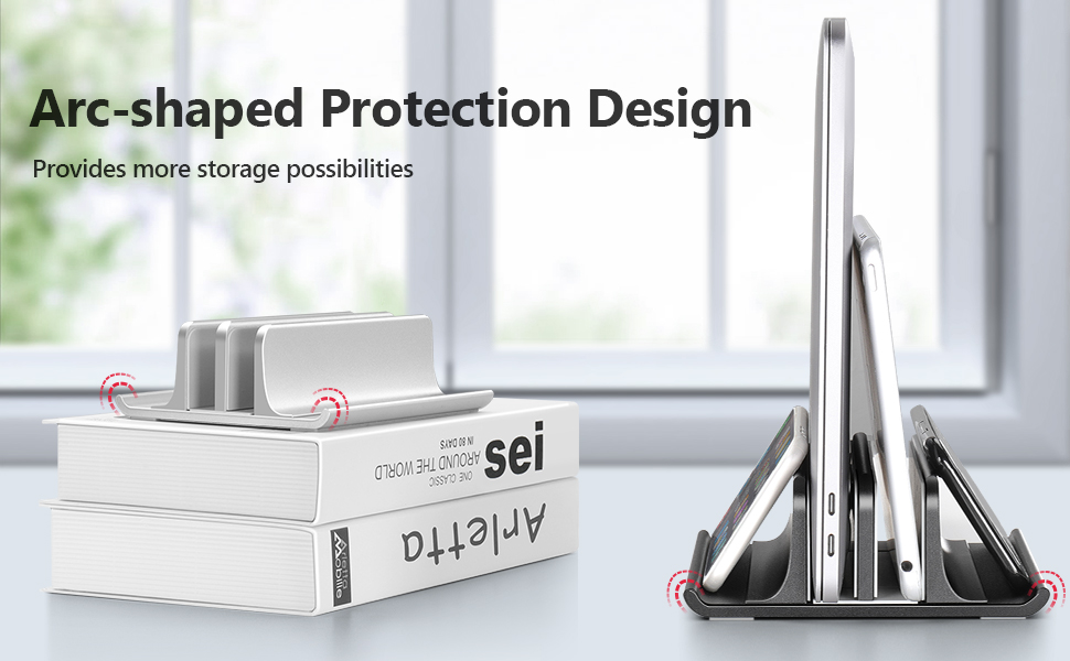 Підставка для ноутбука VAYDEER вертикальна, регульована, алюмінієва 4-в-1, для MacBook, iPad, ноутбуків до 17.3 дюймів - срібна