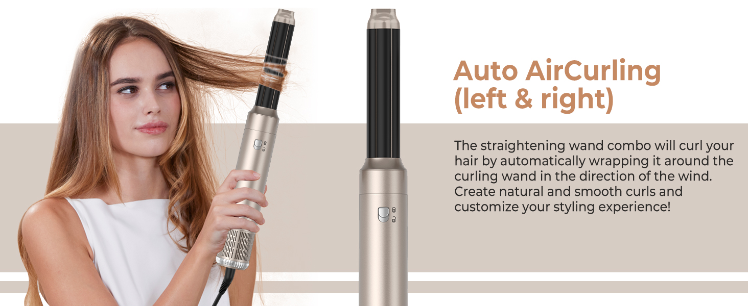 Фен Airstyler 6 в 1, Набір стайлерів OKWRAP Multi Hair, щітка для теплого повітря 1000 Вт (золотиста)