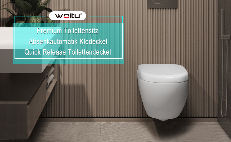 Сидіння для унітаза WOLTU з мікроліфтом (Softclose), овальна форма (D-подібне), пластикове, з системою швидкого монтажу Fast Fix