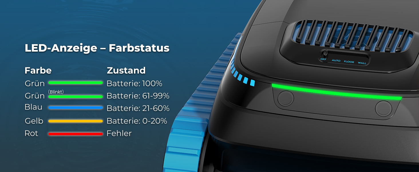 Робот-пилосос для басейну BOTLIFE PC20: акумуляторний, бездротовий, для очищення дна, стін та водної лінії, з керуванням через APP, продуктивність 18927 л/год, для басейнів до 170 м² (чорний)