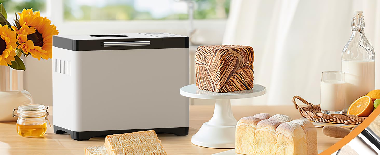 Бротбекмашина Karinear з 20 програмами, рукавичками, таймером на 15 годин, нержавіючою сталлю, 3 розмірами хліба та вибором кольору скоринки (білий, чорний)