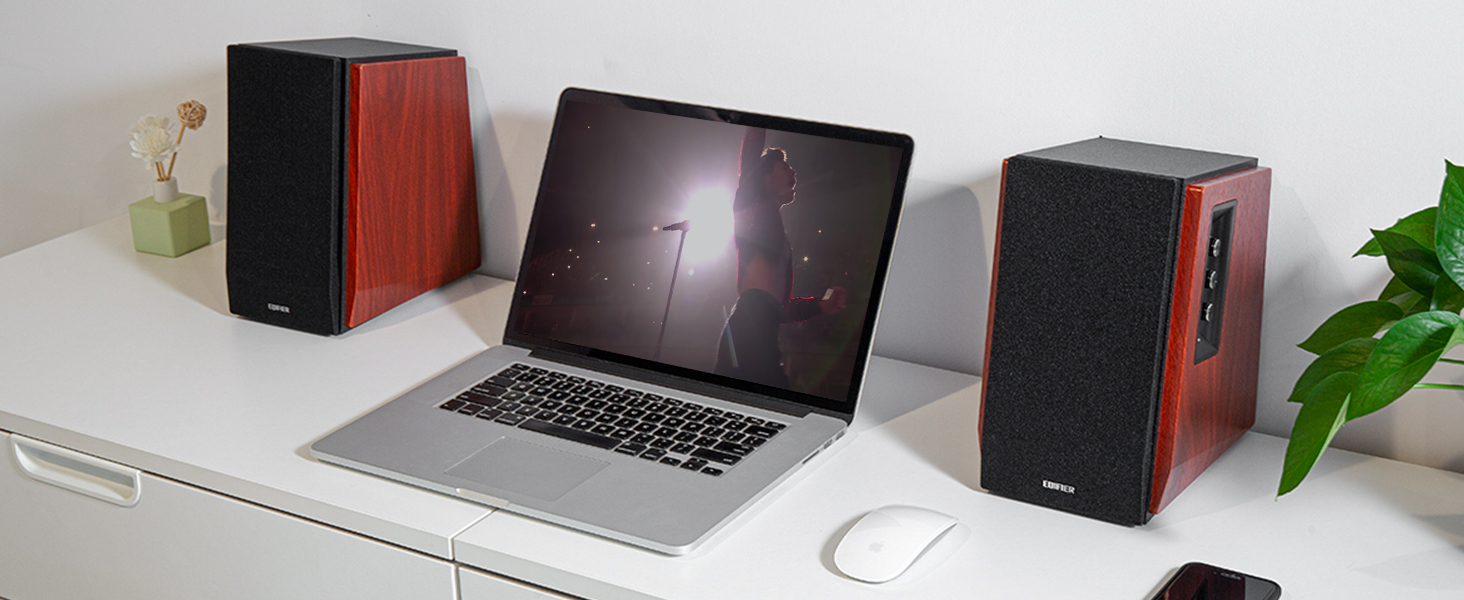 Edifier R1700BTs - Активні Bluetooth колонки 2.0 з сабвуфером, 66 Вт, коричневі, дерев'яний корпус