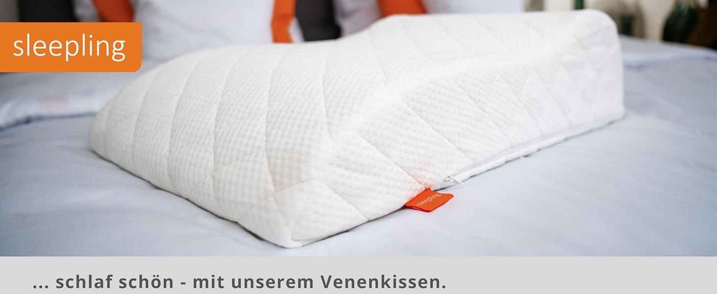 Подушка для ніг Sleepling Venenkissen: для підтримки ніг та комфортного сну, 40 x 68 x 16.5 см, 100% бавовна, Ökotex 100, Made in EU