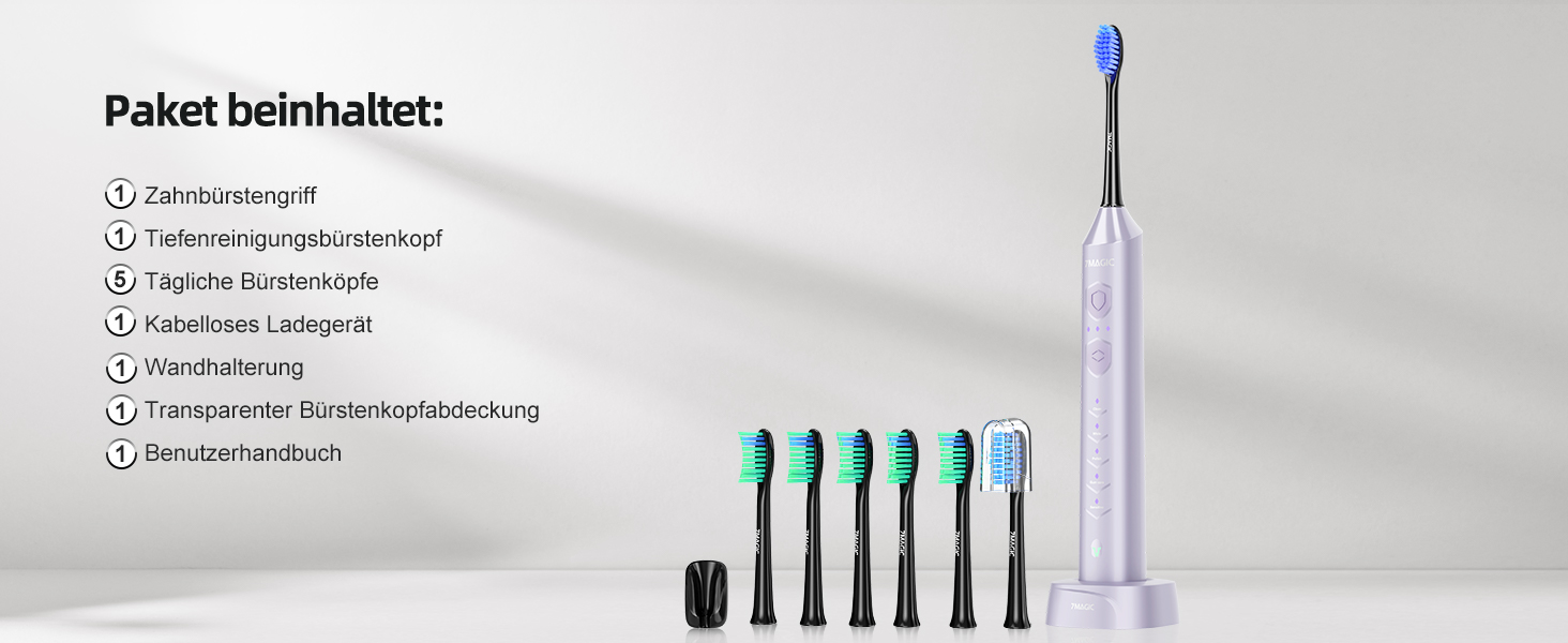 Електрична звукова зубна щітка Ritter з 5 режимами, 40000 VPM, IPX7, акумулятор 90 днів, таймер, блакитна