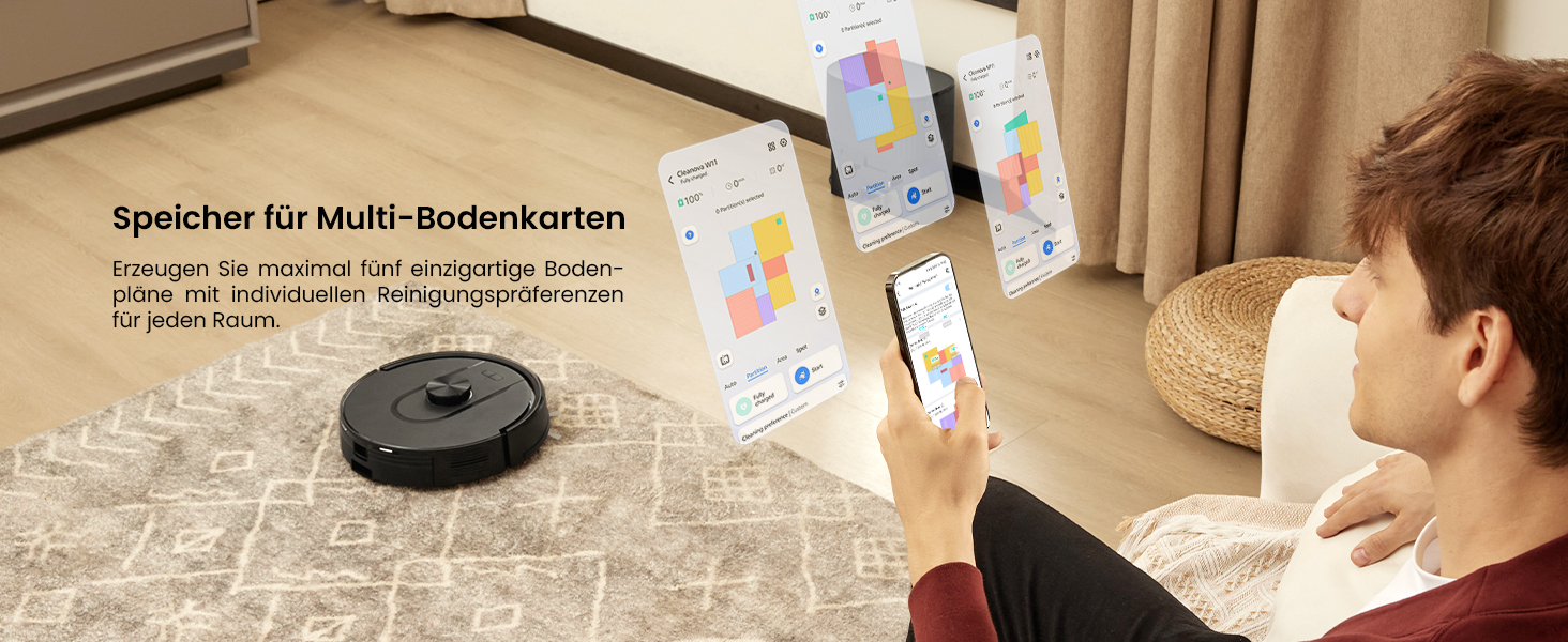 Робот-пилосос Vexilar W11 з функцією миття, 3 л, потужність 6000Pa, час роботи 180 хв, LiDAR навігація, 15 зон заборони, керування через додаток, для килимів та шерсті тварин