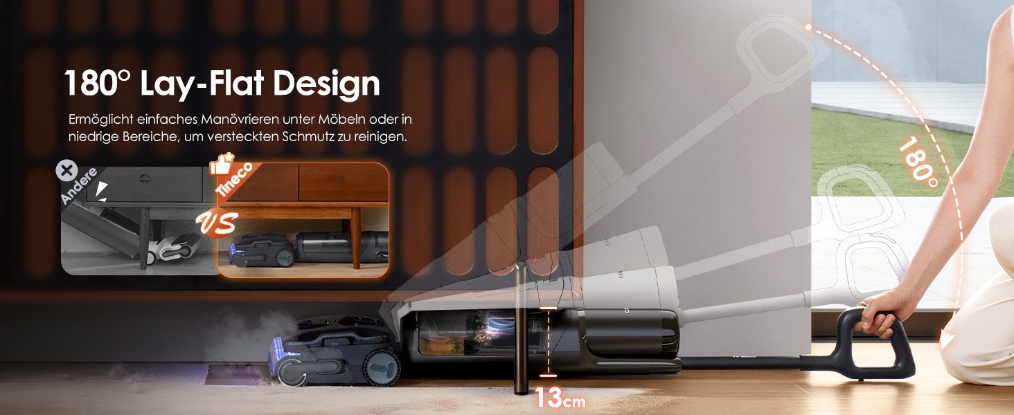 Tineco Floor One S7 Stretch Steam: Акумуляторний пилосос 2-в-1 для вологого та сухого прибирання, 22000 Па, для твердих підлог, шерсті тварин