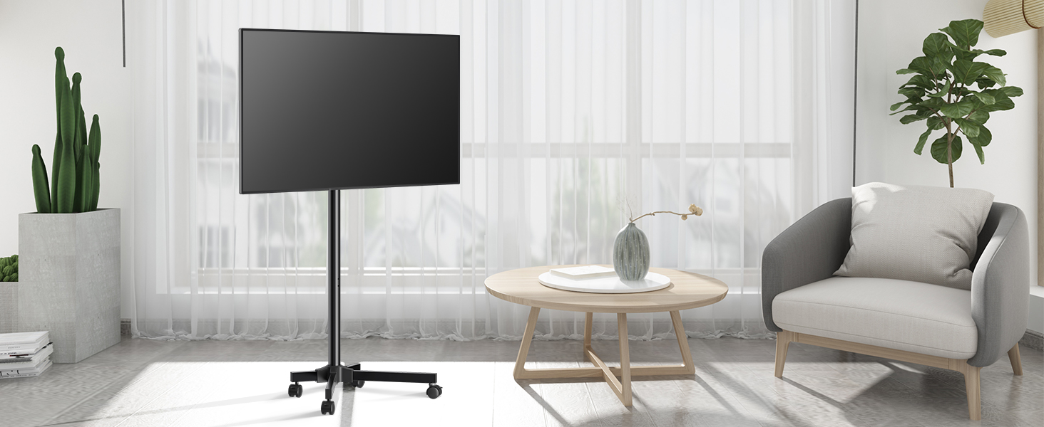 Підставка для телевізора XINLEI, телевізійна візок для телевізорів 13-50 дюймів, регульована висота, кут нахилу 30°, з колесами, VESA 200x200 мм, ML1350