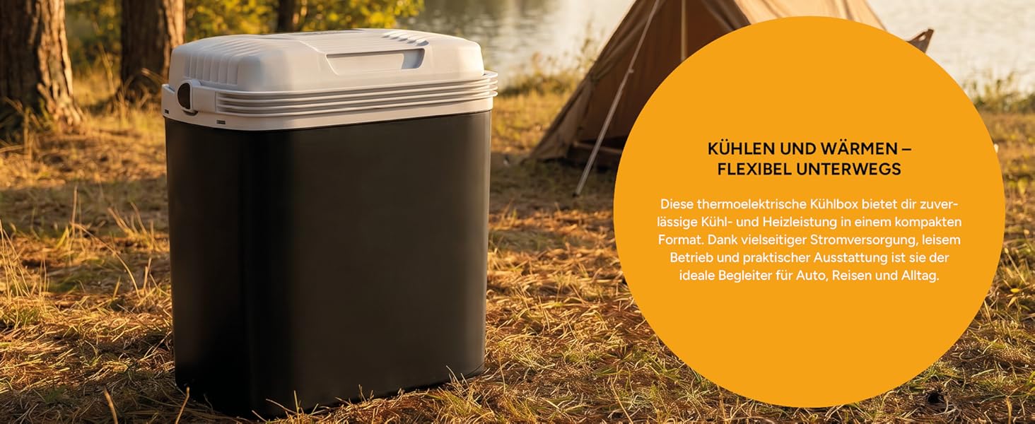 Автомобільний холодильник/термос First Austria 24L з USB-C PD 3.0 (52W) - для авто та кемпінгу, чорний/сірий