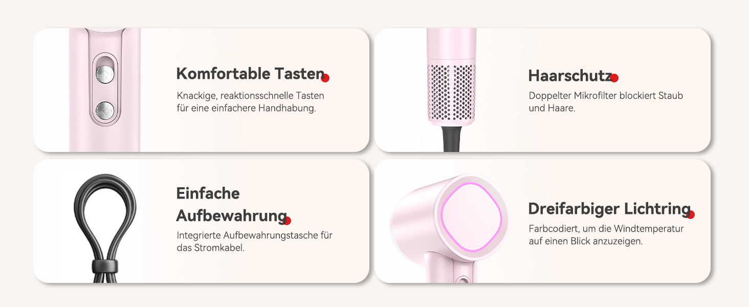 Професійний іонний фен для волосся з дифузором, безщітковий мотор 160 000 об/хв, швидке сушіння, сірий колір