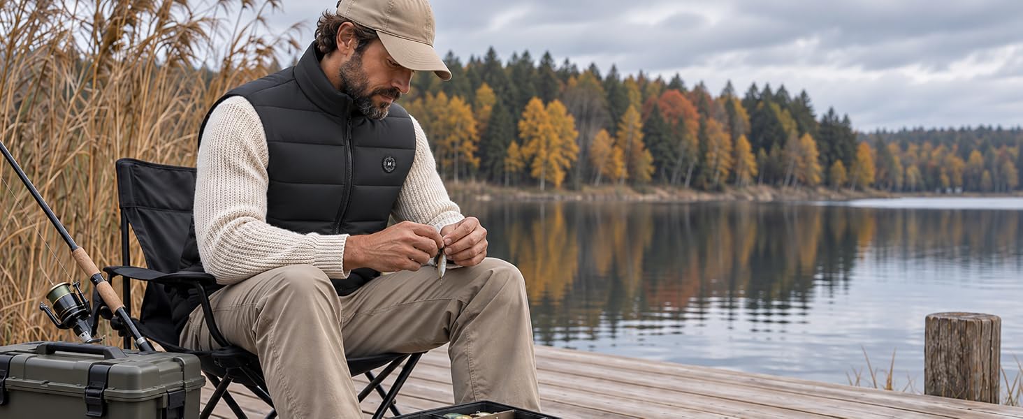 Зігріваючий жилет чоловічий з Powerbank 16000 mAh, електрожилет для підігріву, чорний, розмір L