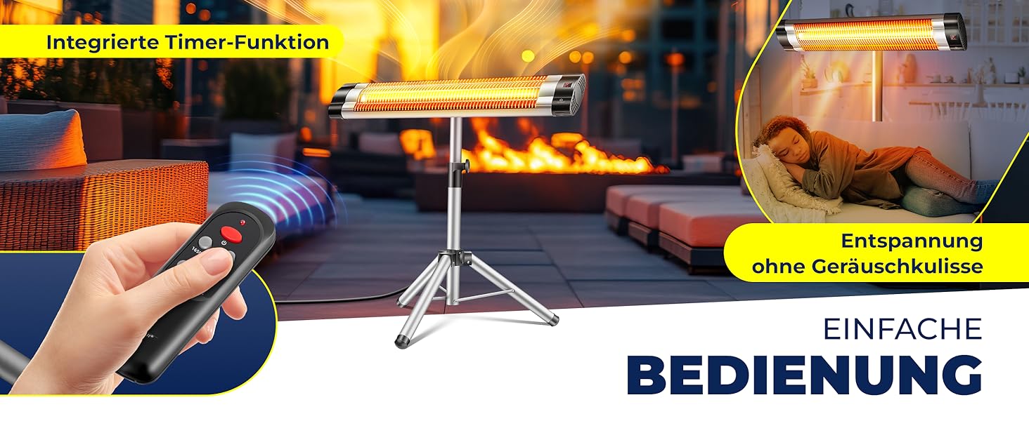 Інфрачервовий обігрівач KESSER® 2500W з захисним чохлом та телескопічним штативом – для тераси, вітальні, дачі