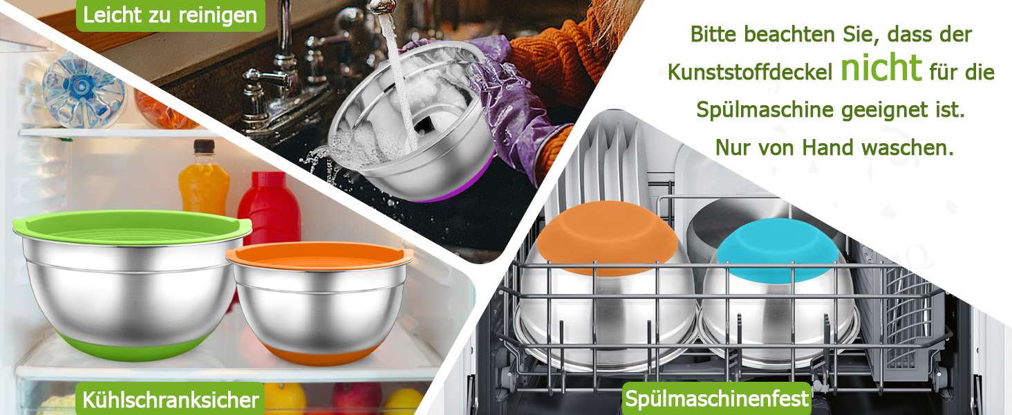 Набір мисок TEAMFAR з нержавіючої сталі: салатовники з кришкою та силіконовим дном (0.7-6.5л), 7 шт.