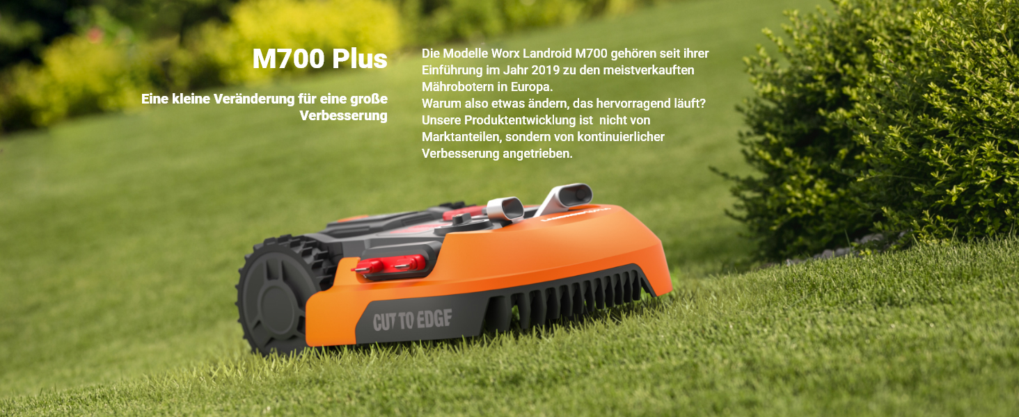 Робот-газонокосачка WORX Landroid Plus WR167E для газонів до 700 м² з обмежувальним кабелем (AIA Navigation, керування через додаток, плаваюче лезо, кут нахилу до 35%, ширина косіння 18 см, висота косіння 30-60 мм, WIFI + Bluetooth)