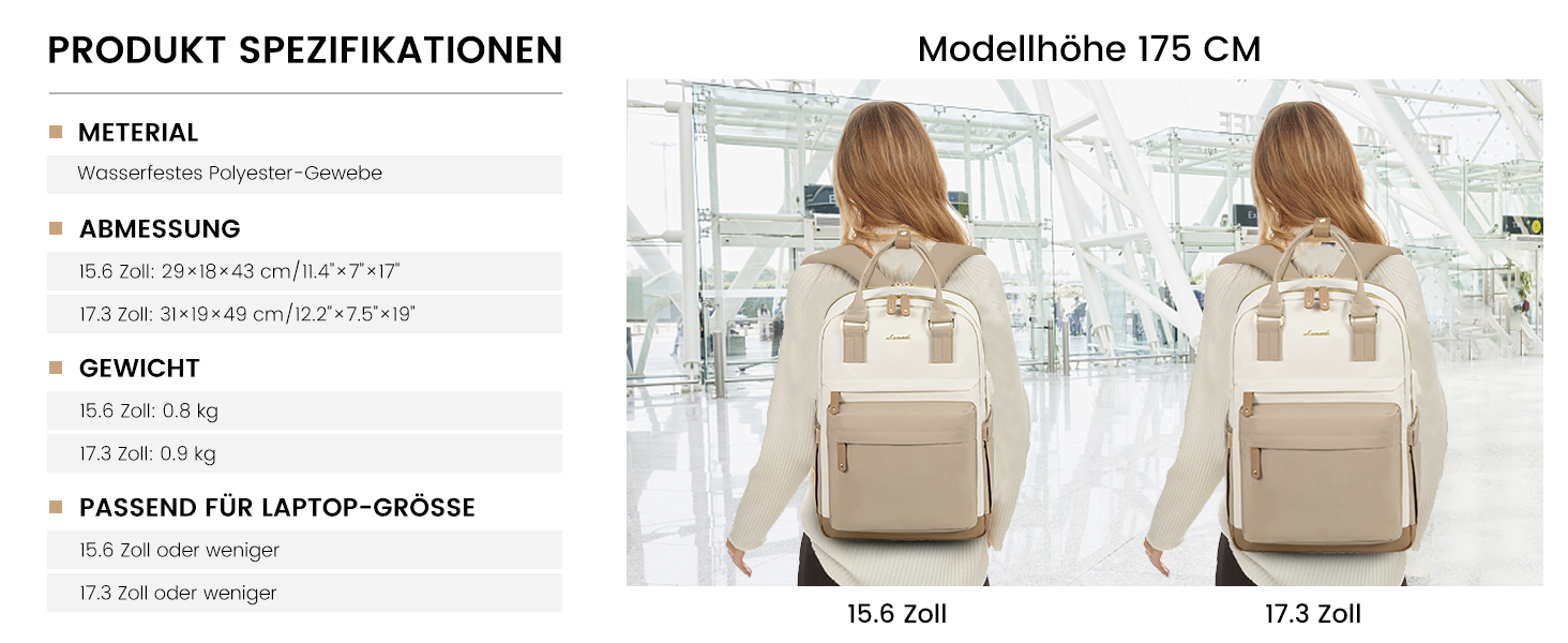 LOVEVOOK Рюкзак для жінок, 15.6 дюймів, рюкзак для ноутбука, рюкзак для подорожей, водонепроникний, сумка для роботи, рюкзак, жіноча шкільна сумка, для підлітків, дівчаток, елегантний, для школи, університету, подорожей, роботи, офісу, Бежевий, 15.6 дюймів, A-beige & Khaki