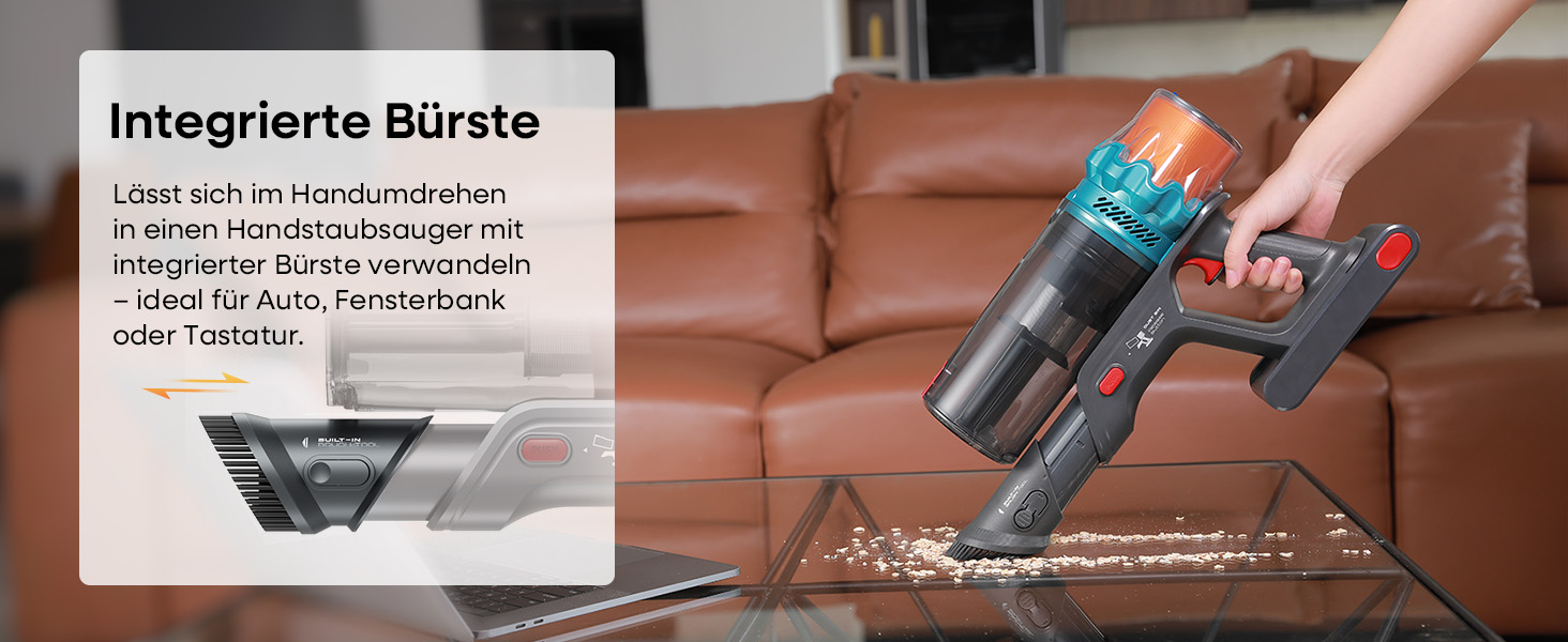 Акумуляторний пилосос ElecKeys K10 50000Pa/580W 70хв, бездротовий з LED дисплеєм, 1.8л, анти-заплутування, для шерсті тварин, килимів, підлоги, авто, синій