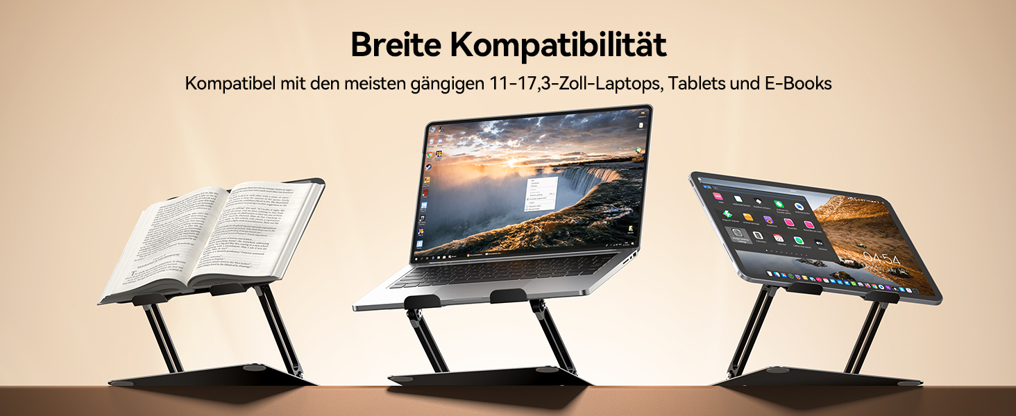 Підставка для ноутбука TECKNET, металева, регульована, 10-17.3 дюймів, чорна