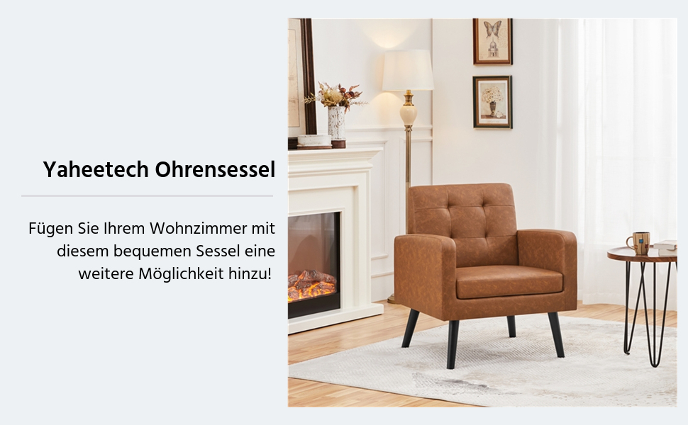 Крісло-мішок Yaheetech з підлокітниками, коричневе, з поліуретану, до 136 кг, для вітальні