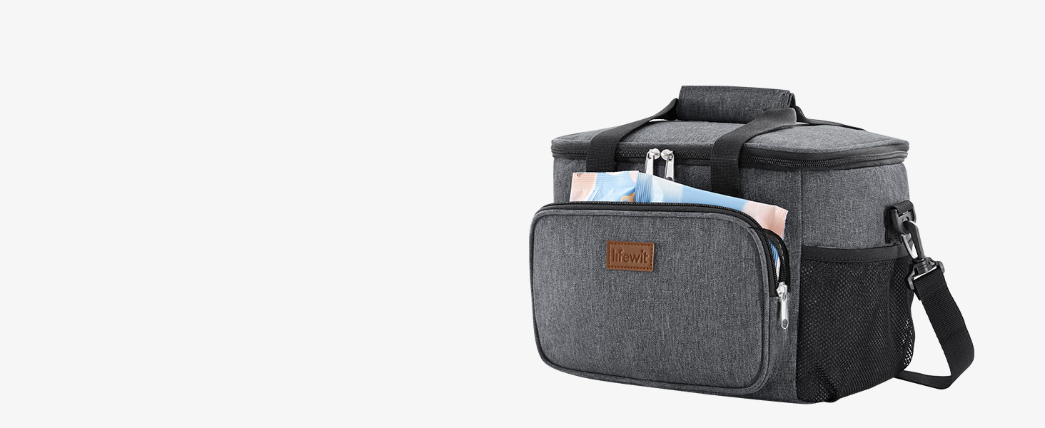 Термосумка-холодильник Lifewit 15л, сіра: сумка-холодильник для пікніка, пляжу, роботи, подорожей. Ізольована, складана, водонепроникна сумка для обіду, напоїв