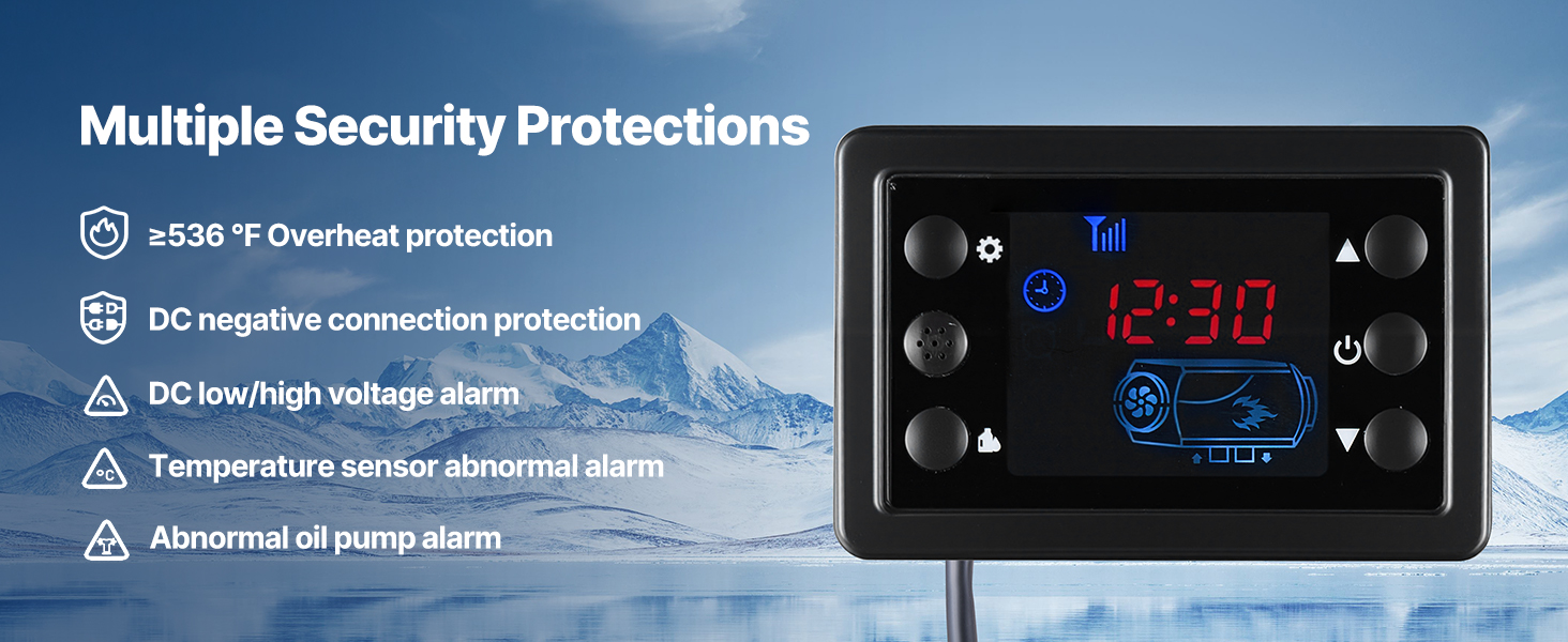 Дизельний опалювач повітря VEVOR 12/24V 2kW з LCD-дисплеєм та пультом керування для авто, фургонів, автобусів