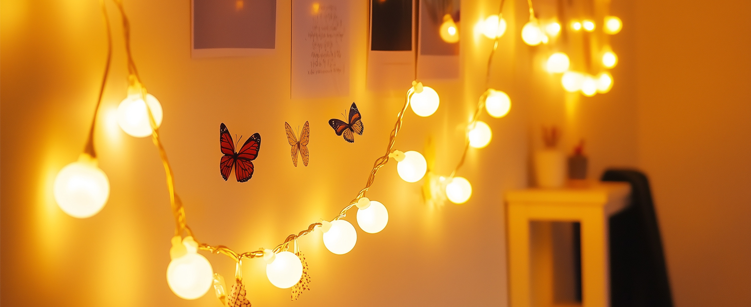 Гірлянда світлодіодна Kugel 12м, 120 LED, тепле біле світло, 8 режимів, таймер, IP44, для декору саду, тераси, балкону, кімнати, вечірки