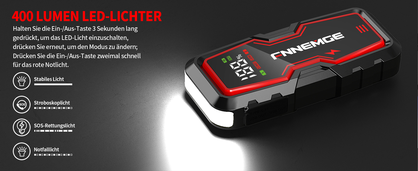 Портативний пусковий зарядний пристрій Powerbank для авто, 6000A, 12V, USB, LED, дисплей