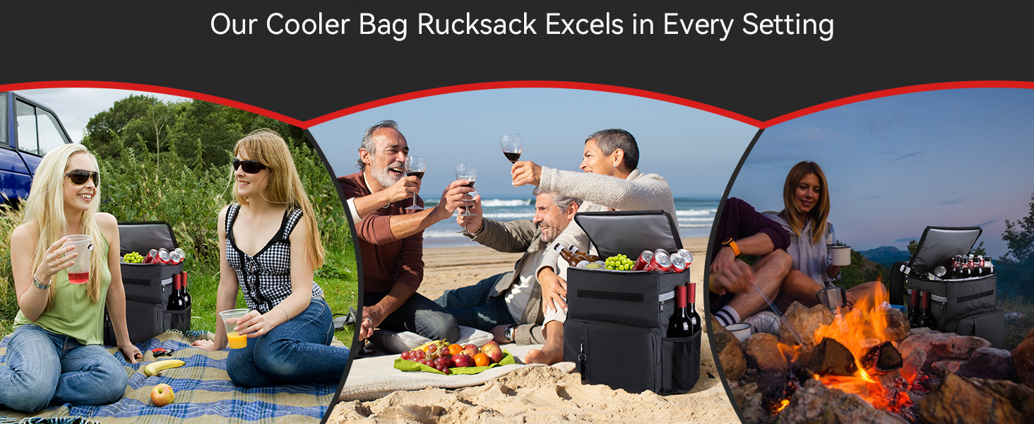 Термосумка-рюкзак MATEPROX 40L чорного кольору: ізольована, водонепроникна, з відкривачем для пляшок, для пікніка, кемпінгу, BBQ та походів