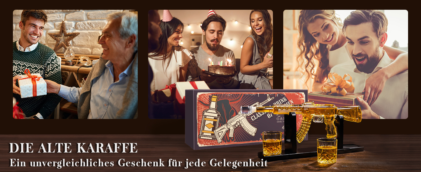 Набір віскі Oaksea: декантик та 2 келихи – ідеальний подарунок для чоловіка, тата, на Різдво, для любителів віскі, аксесуари для бару