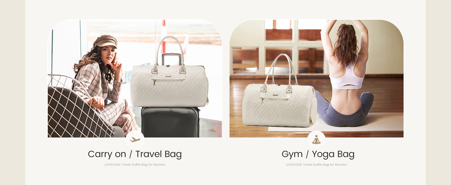 Спортивна сумка OVEVOOK для подорожей, жіноча, Weekender, для вихідних, дорожня сумка, сумка для дитини з косметичкою, відділення для взуття та мокрого одягу, водонепроникна, ручна поклажа для авіаперельотів, чорна (L, Beige 3er Set)